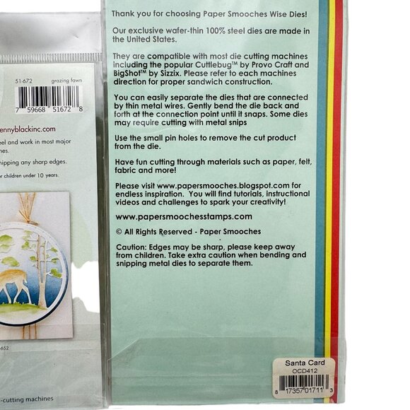 Christmas Holiday Set of 4 Metal Cutting Dies For Crafting & Card Making - Picture 9 of 10